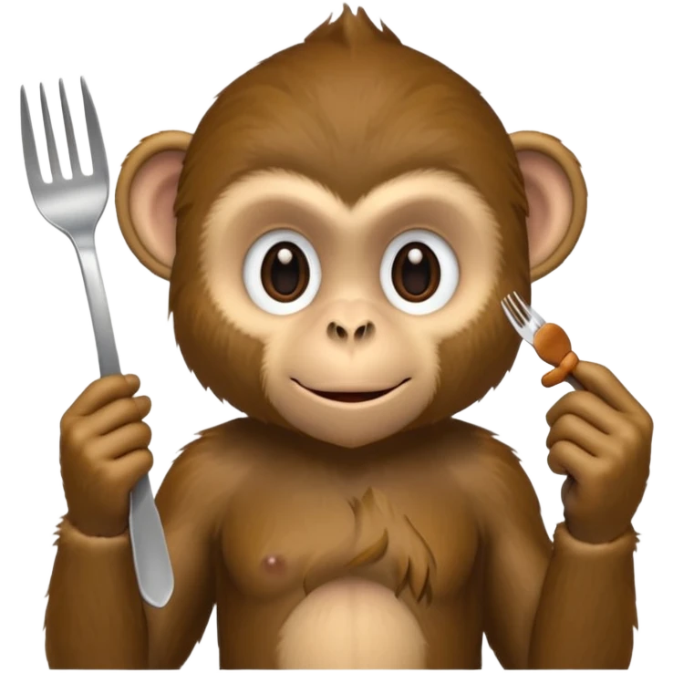 monkey holding a fork  emoji