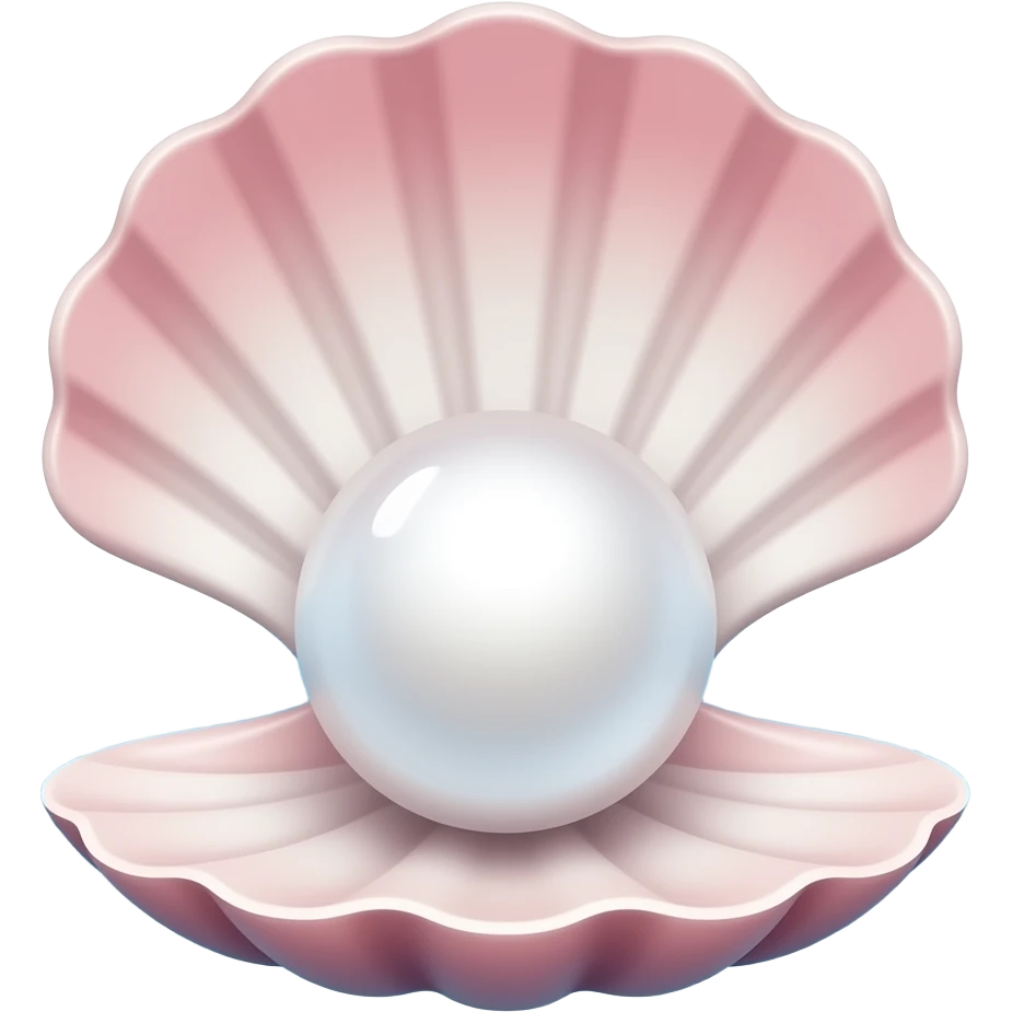 big white Pearl the shell is baby pink and white , with ocean emoji