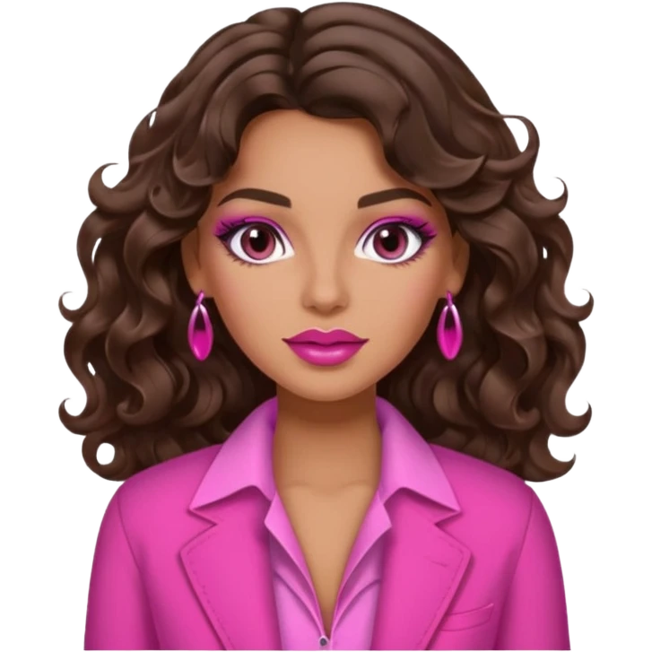 brunette tanned wavy hair woman. 2026 written above her. pink vibes emoji
