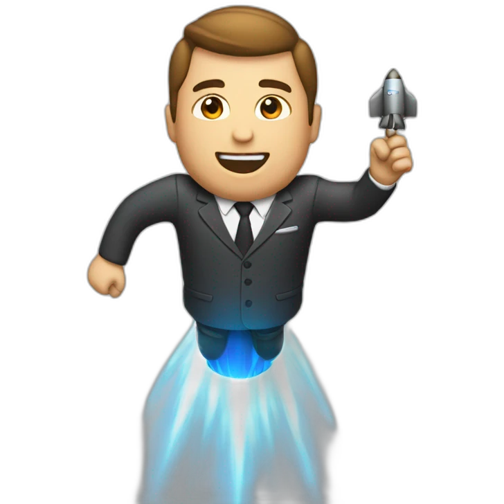 suit man flying rocket emoji