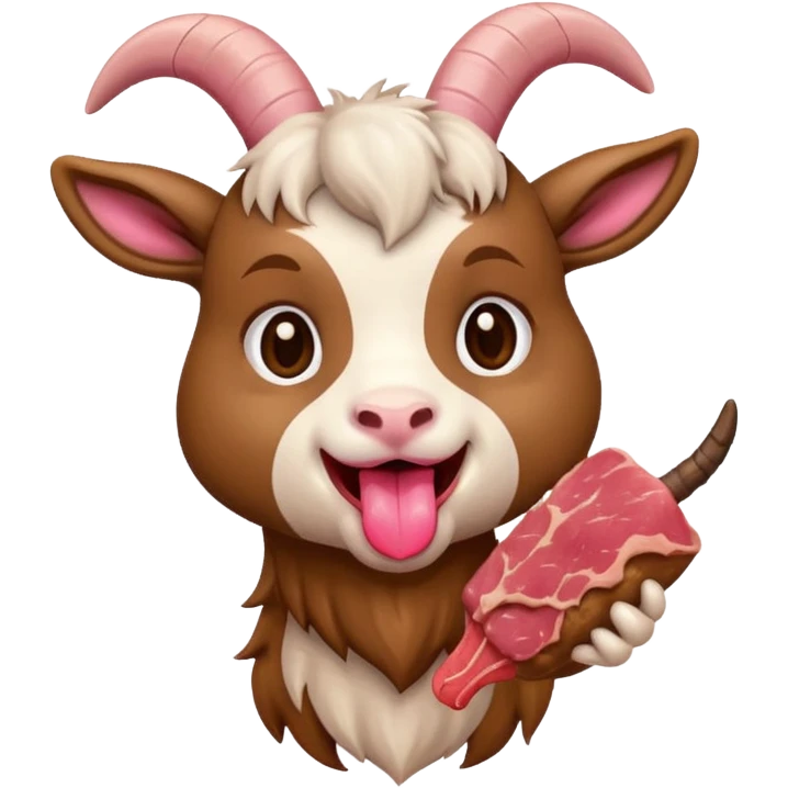 chibi goat emoji eating meat emoji