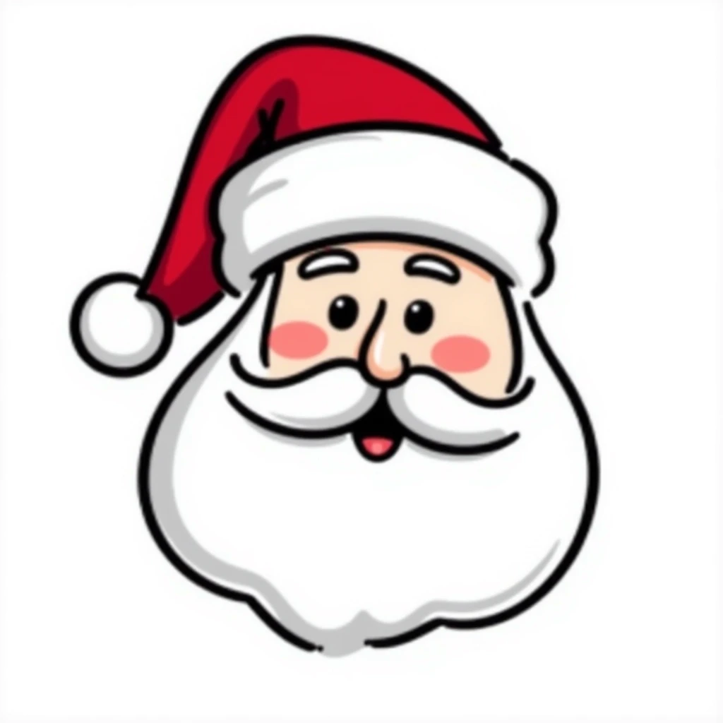 Santa head with long white beard, rosy cheeks, twinkling eyes and red hat emoji