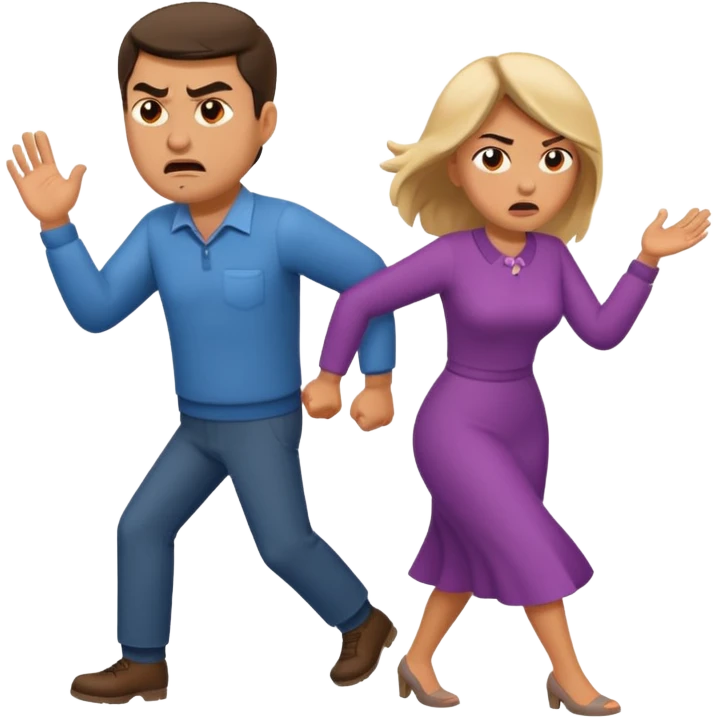 a man angrily moving his wife out the way  emoji