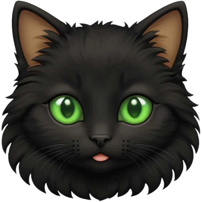 A photo-realistic digital illustration of a black kitten emoji