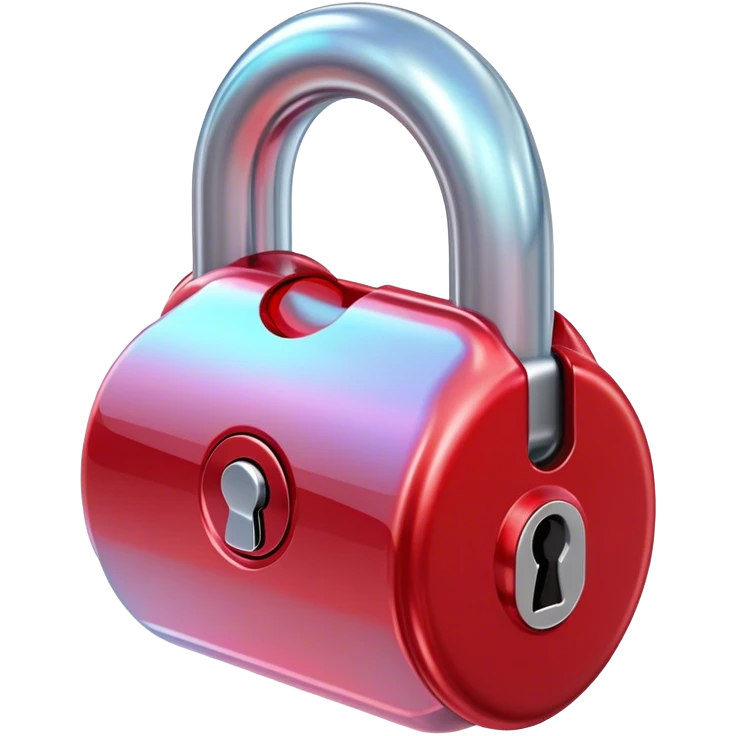 holographic and glassmorphic red lock emoji