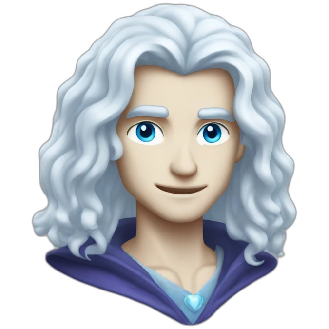 pale handsome vampire prince with long wavy white hair and light blue eyes emoji