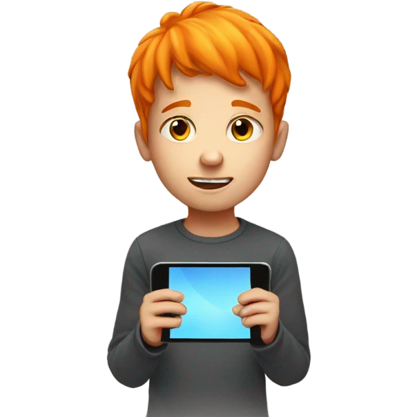 Boy with orange hair playing on his phone  emoji