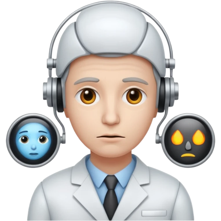 Sad lonely futurologist talking to AI emoji