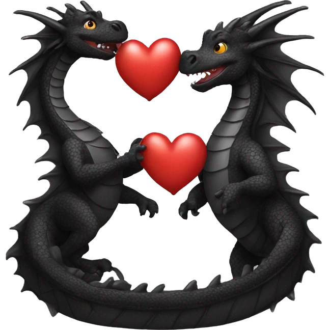 funny black dragon love emoji