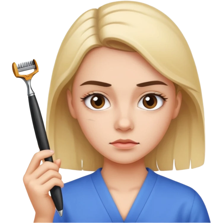 girl holdinng eyebrow razor emoji