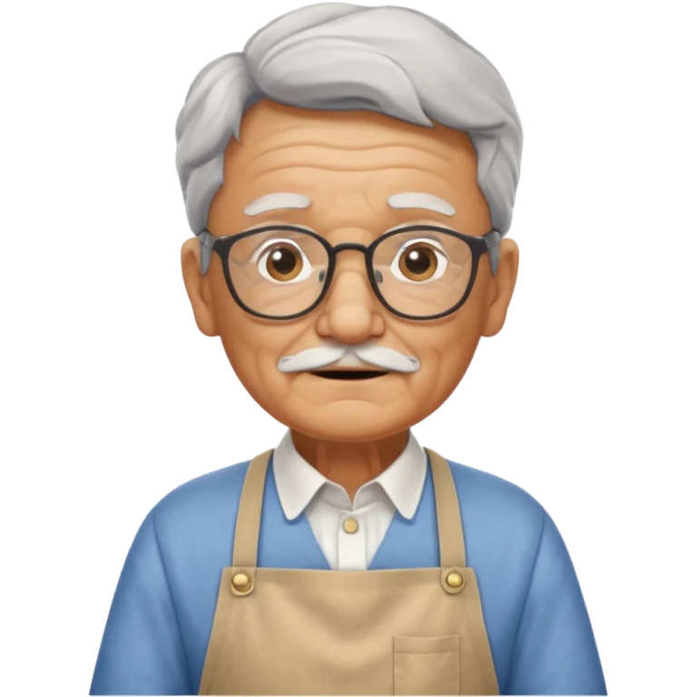 grandpa with apron, wearing glasses, focus status emoji