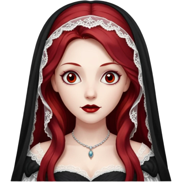 Bride of Dracula with long dark red hair emoji