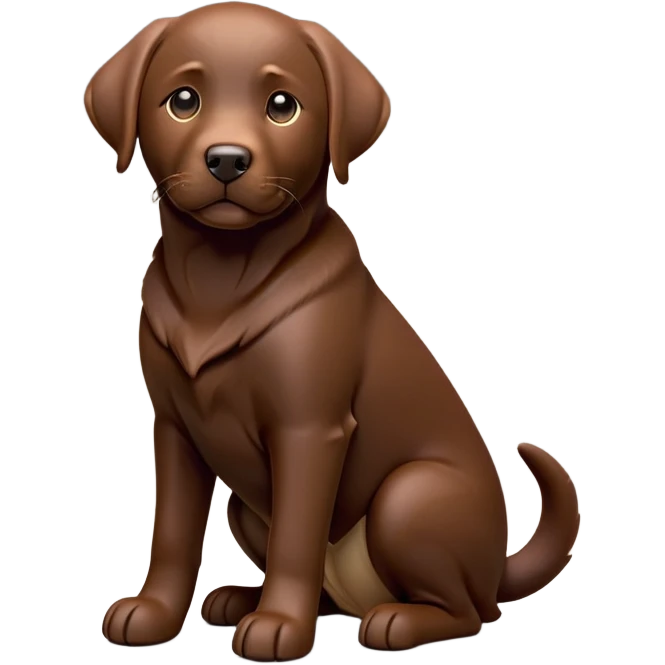 cinematic-[Labrador retriever]-realistic-full-body-sitting-emoji,-tail-resting-loosely-beside-its-paws,-head-tilted-dramatically, -sleek-[chocolate]-fur,-simplified-yet-realistic-focused-features,-highly-detailed,-glowing-with-an-almost-sarcastic-glow emoji