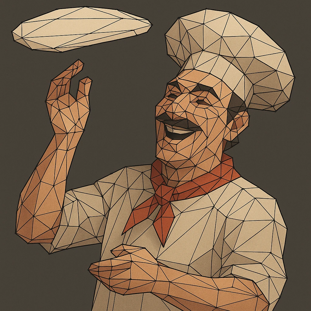 smiling Italian chef spinning pizza dough emoji