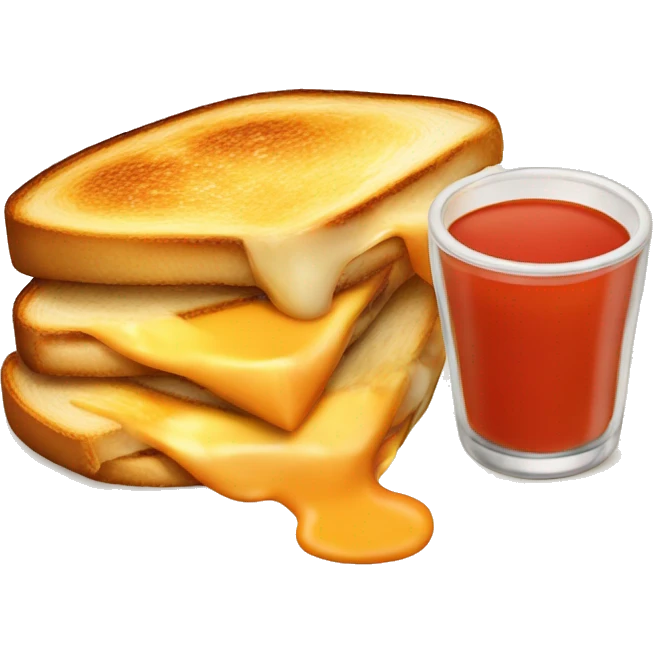 fancy grilled cheese sandwich with tomato soup emoji