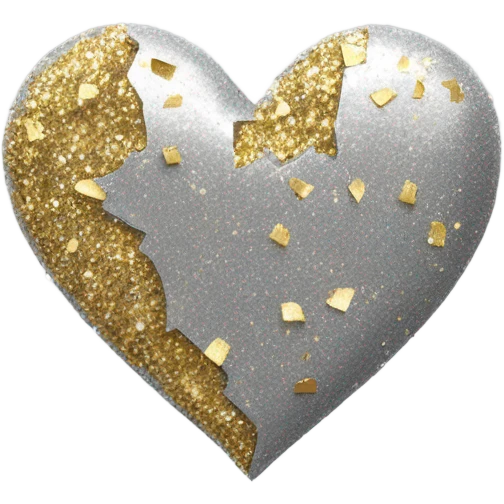 shiny silver and gold glitter heart that’s broken emoji