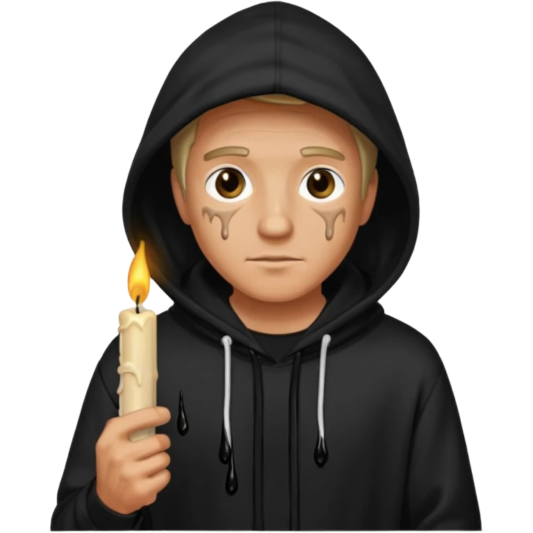 ancient man in black hoodie hold a black candle emoji
