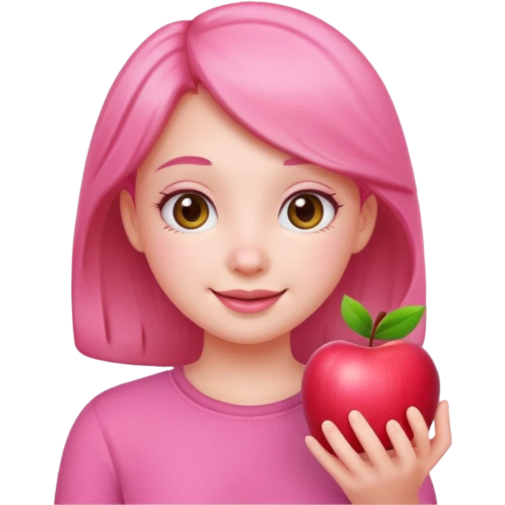 cute pink girl with cheerful pose. apple emoji style emoji