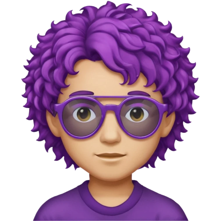 purple haired, curly haired boy with sunglassess emoji