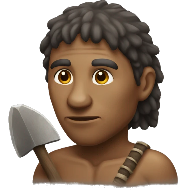 Aborigine with stone axe hunting emoji