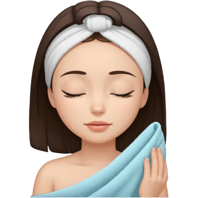 girl brunette getting a facial eyes closed emoji