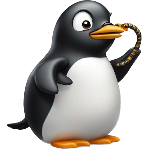 penguin riding a worm emoji