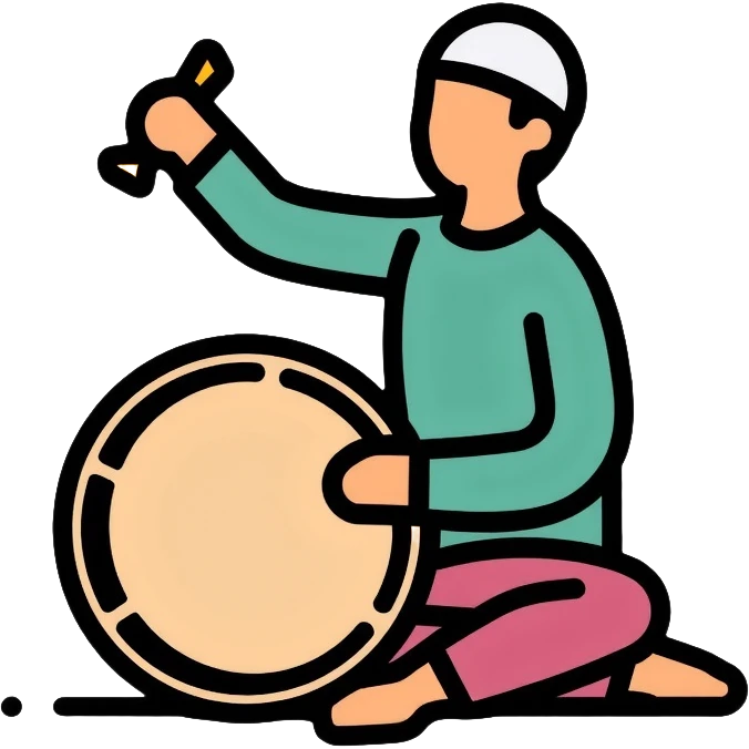 Person beating a drum to wake people for sahur, Ramadan tradition emoji