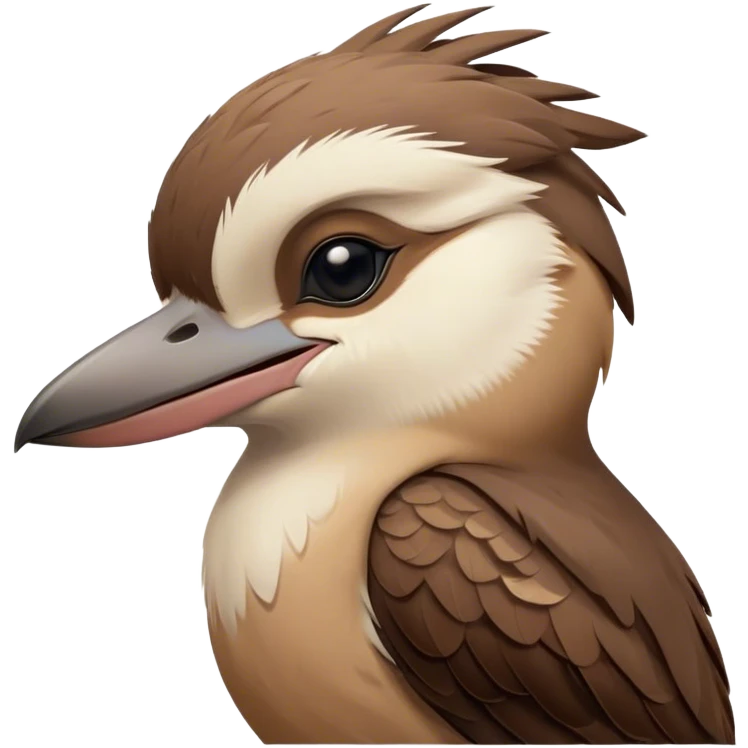 Meme-Worthy Cute Sleeping Kookaburra Portrait Emoji, Head resting peacefully with a contented smile, showcasing a stout build and a luxuriously soft brown plumage, eyes shut in a serene, restful doze, Simplified yet hilariously adorable features, highly detailed, glowing with a soft, drowsy light, high shine, relaxed and utterly lovable, stylized with an air of playful laziness, bright and heartwarming, soft glowing outline, capturing the essence of a comically sleepy kookaburra, so meme‐worthy it feels like it could instantly become the next viral sensation of adorable slumber! emoji