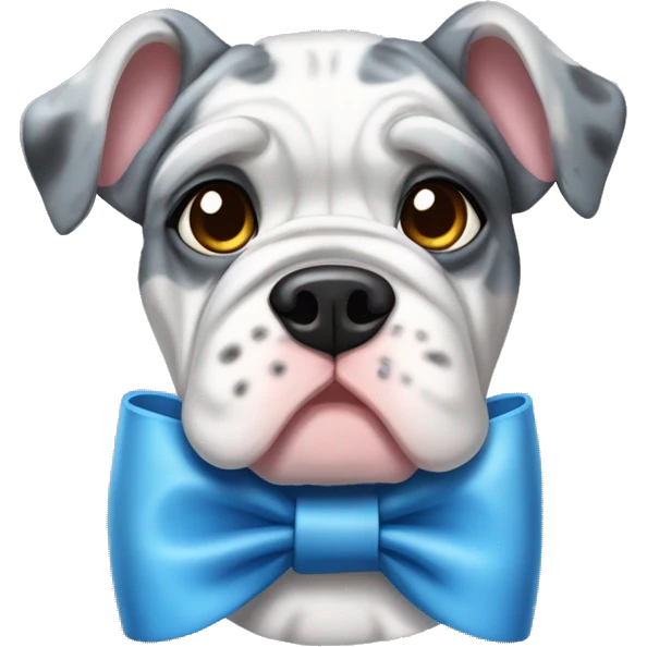 Blue Merle bulldog with bows emoji