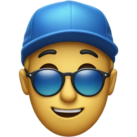  emoji with blue cap on with sunglasses biting lip with a hand on  emoji