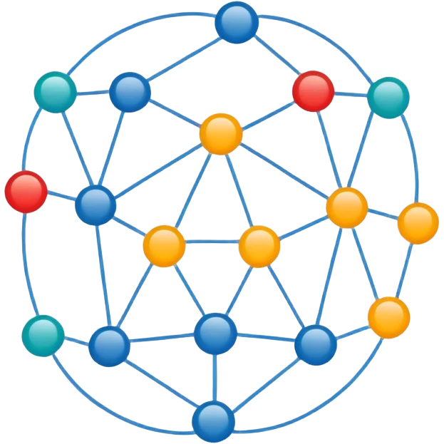 circular network with nodes as boxes at intersections emoji