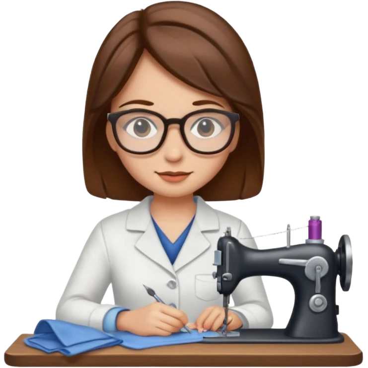 دختر خیاط با موهای قهوه ای emoji