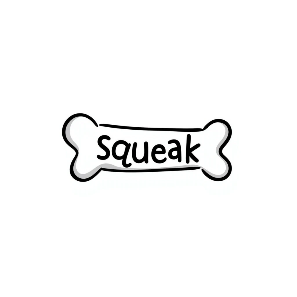 dog bone with the word 'squeak' emoji