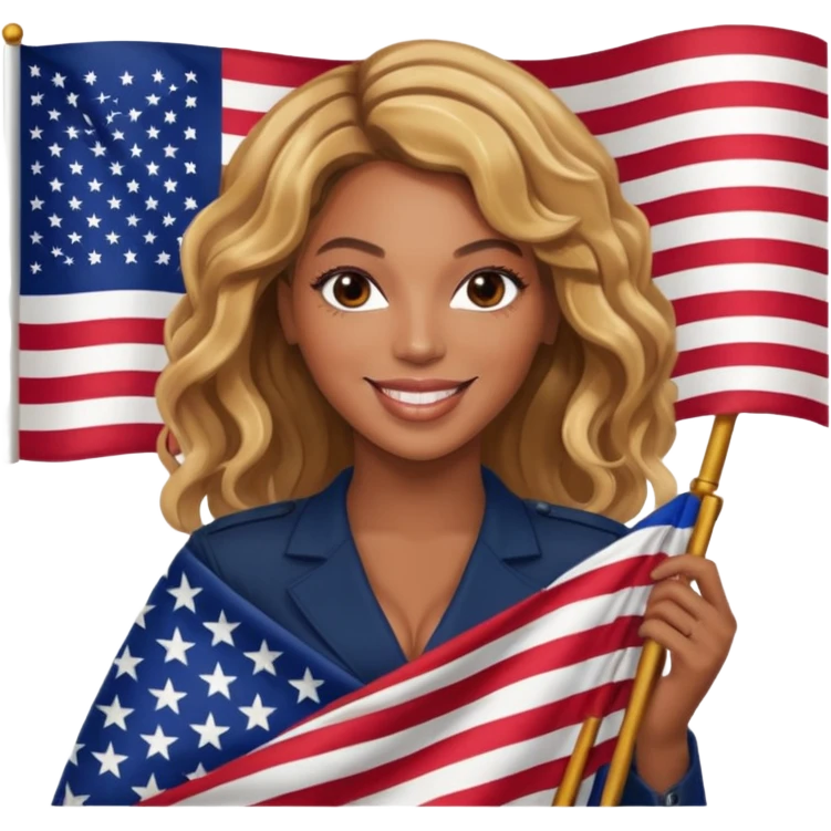 Beyonce with holding  american flag emoji