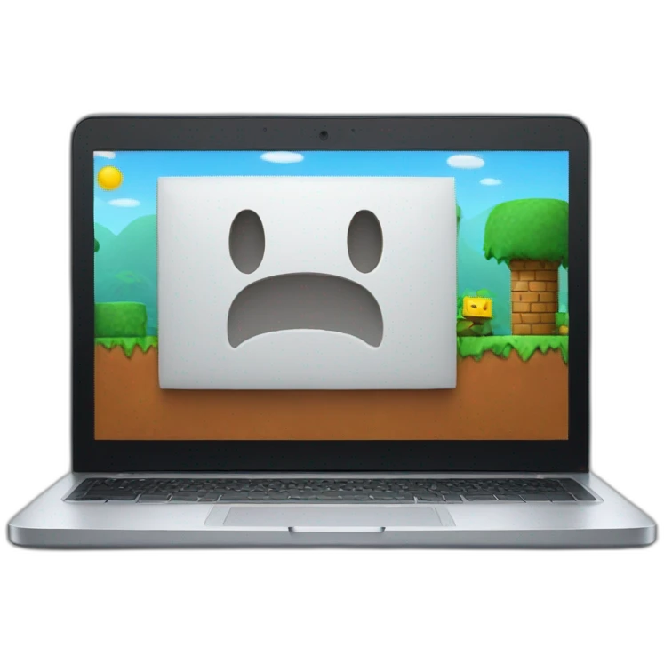 Mario behind a laptop emoji