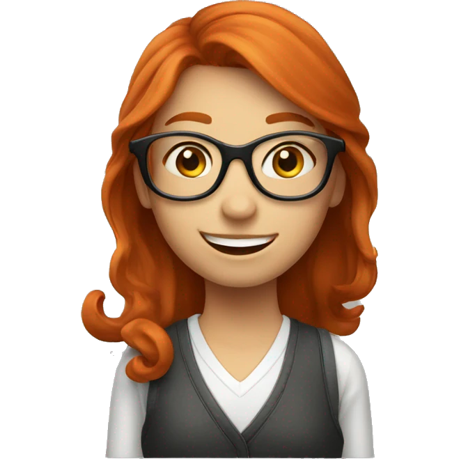 redheaded girl with glasses waving hi emoji