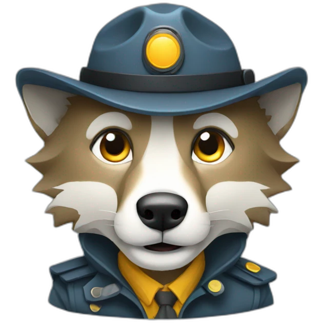flat design wolf inspector emoji
