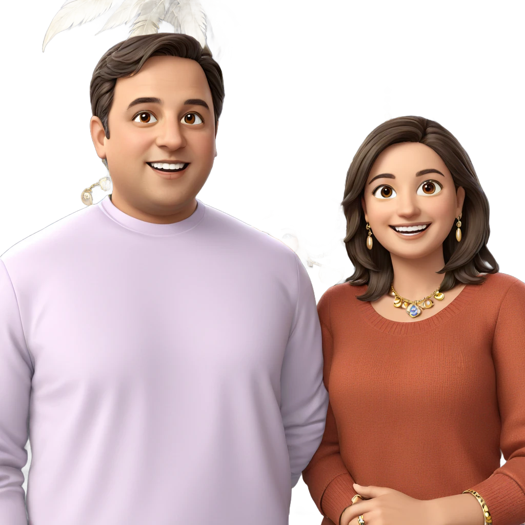 smiling couple with jewelry emoji