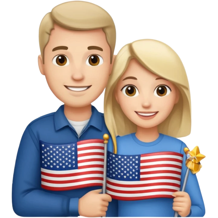 american flag hold in hands by a couple emoji