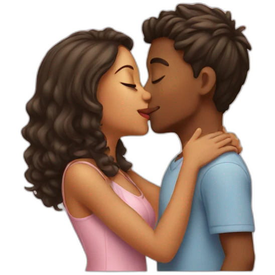 Boy kisses girl emoji