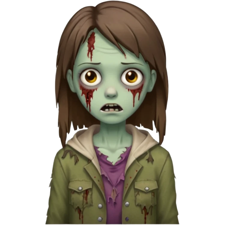 a zombie girl with straight brown hair long  emoji