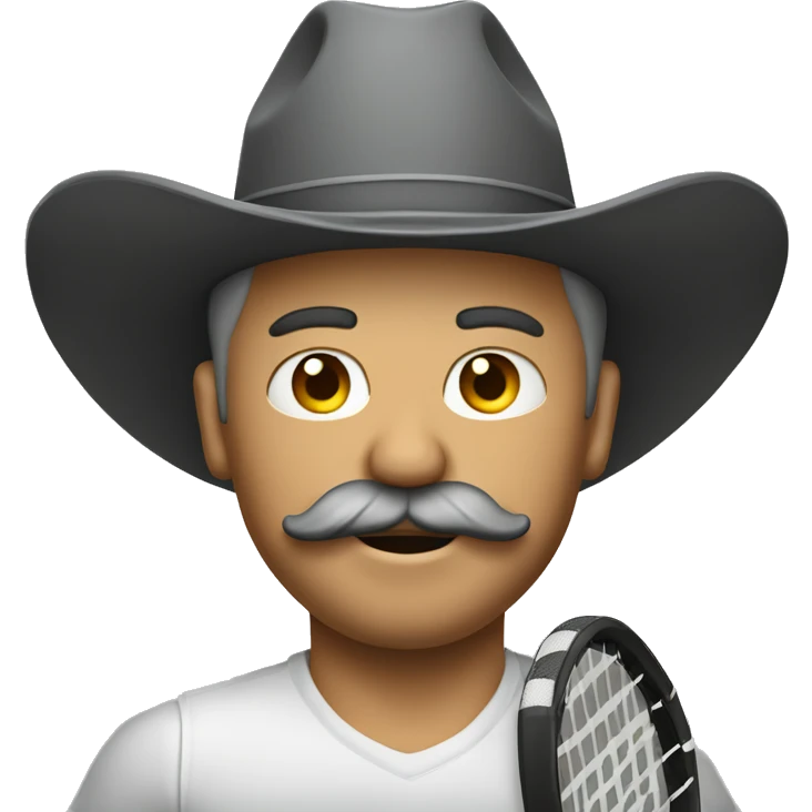 guy with cowboy hat and mustache playing tennis emoji
