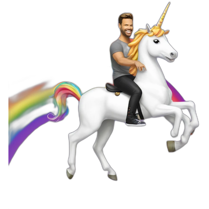 Ricky-Martin-Rides-Rainbow-Unicorn emoji