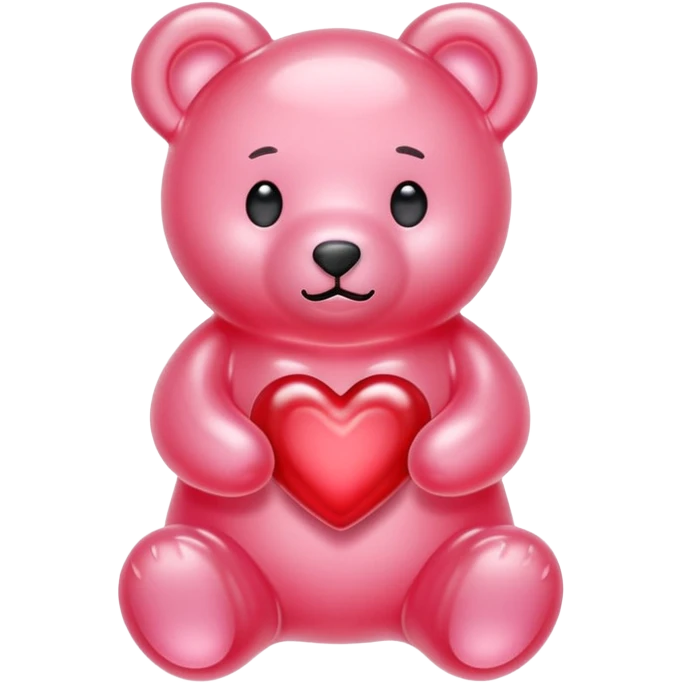 pastel pink jelly bear heart jelly red emoji
