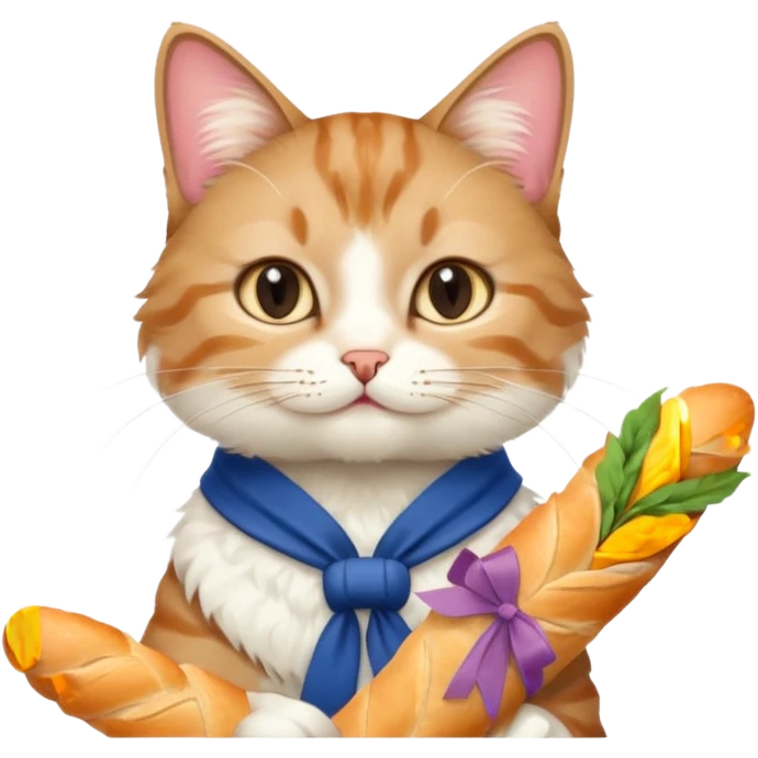 French cat with baguette  emoji
