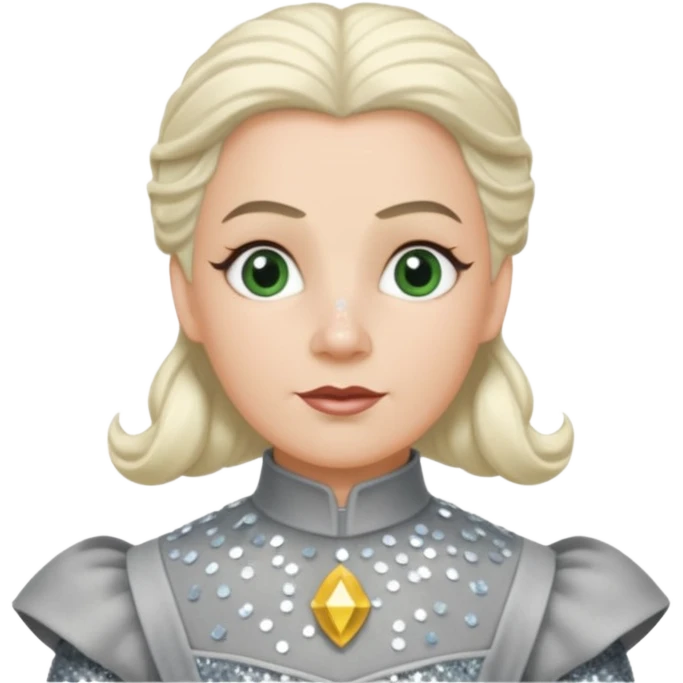 Servant Boq from the Wizard of Oz with white blonde hair, gray sequin outfit emoji