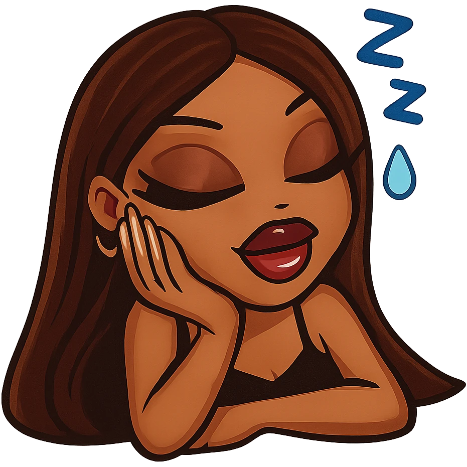 pretty brown hair bratz baddie sleeping emoji