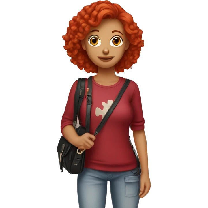 red head teen wearing cross body purse emoji