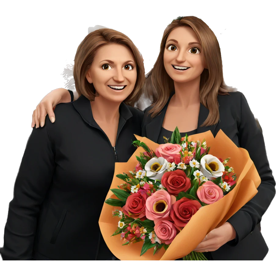 brown haired girls with bouquet emoji