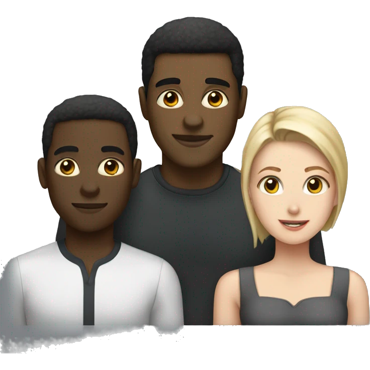 Two black guys and a white girl standing near each other. emoji
